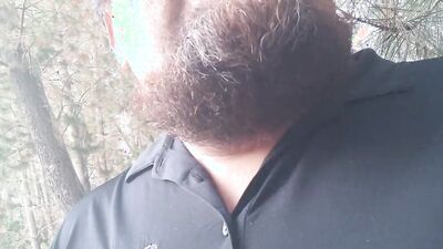 Bearded bloke is having fun in this homemade close-up video
