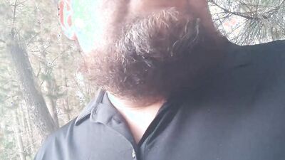 Bearded bloke is having fun in this homemade close-up video