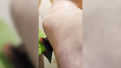 Perverted lad is jerking his piston in this close-up footage