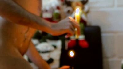 Perverted amateur bloke is playing with candles in this solo performance