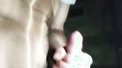 Amateur footage of a horny bloke stroking his hard willy