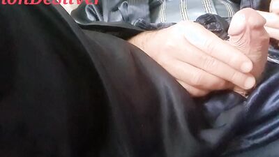 Master Ramon jerks off in his hot satin pajamas while you kneel in front of me!
