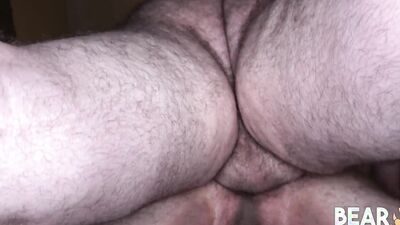 Two naughty amateur bears are playing with each other's pecker