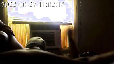 Amateur masked chap is having fun in front of the cam
