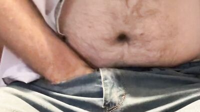 Perverted bear is jerking his willy in front of the cam