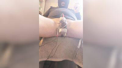 Perverted masked fellow is teasing his pecker in this homemade video