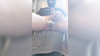 Perverted masked fellow is teasing his pecker in this homemade video