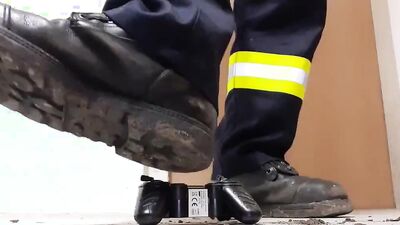 Firefighter Stomping old Toy Truck