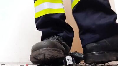 Firefighter Stomping old Toy Truck