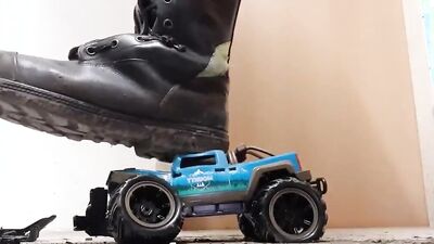 Firefighter Stomping old Toy Truck
