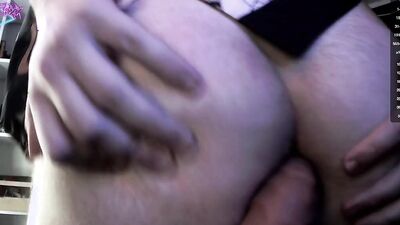 Close-up footage of a lad ramming his fat ass on dildo