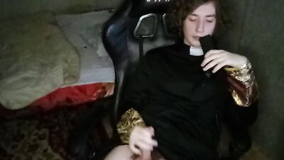 Perverted church chap is jerking a cock in this fan requested video