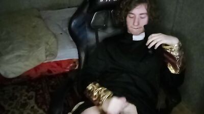 Perverted church chap is jerking a cock in this fan requested video