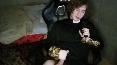 Perverted church chap is jerking a cock in this fan requested video