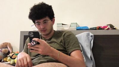 Amateur nerdy bloke is having some fun in front of the camera