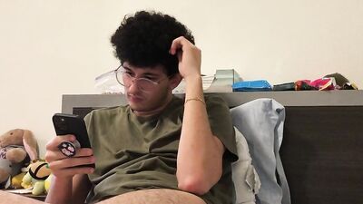 Amateur nerdy bloke is having some fun in front of the camera