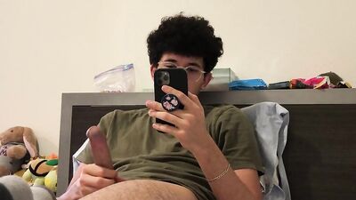 Amateur nerdy bloke is having some fun in front of the camera