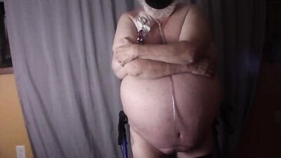 Fat grandpa is having some fun in front of the camera