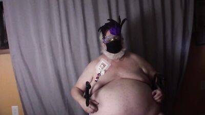 Fat grandpa is having some fun in front of the camera