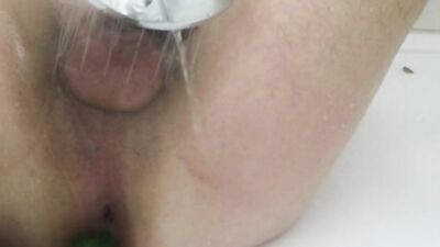 Amateur chap is drilling his tight hole while taking a shower