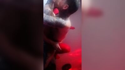 Naughty tattooed bloke is nailing his doll's hoe with a dick