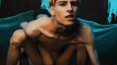 Skinny blonde chap rides boyfriend's dong in front of the camera