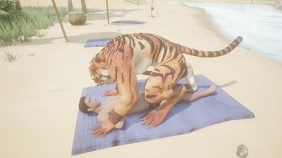 Anime chap gets his tight hole destroyed with a tiger's cock