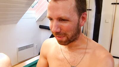 Cock hungry chap gets fucked on a pool table by mate