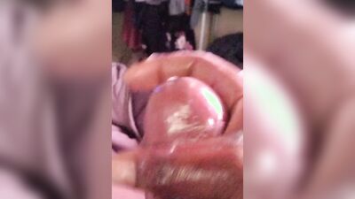 Dude jerks his hard pecker in this close-up footage