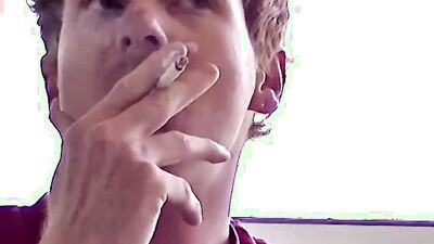 Amateur fellow craves for some hard pecker while smoking a cigarette