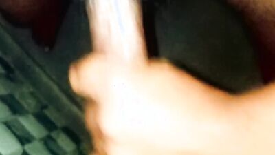 Lad films himself while jerking his BBC before the bed