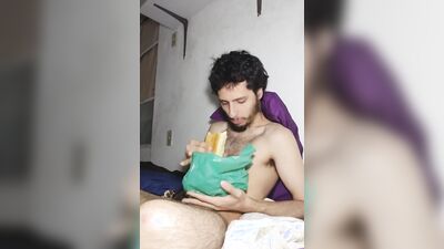 Amateur gay chap is having fun in front of the phone