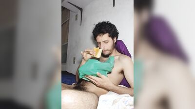 Amateur gay chap is having fun in front of the phone