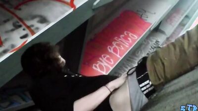 Straight thug Sean Johansen masturbates outdoor and cums
