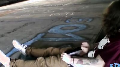 Straight thug Sean Johansen masturbates outdoor and cums