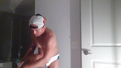 Perverted Latino is filming himself while stroking his hard johnson