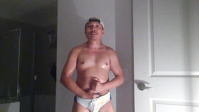Perverted Latino is filming himself while stroking his hard johnson