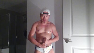 Perverted Latino is filming himself while stroking his hard johnson