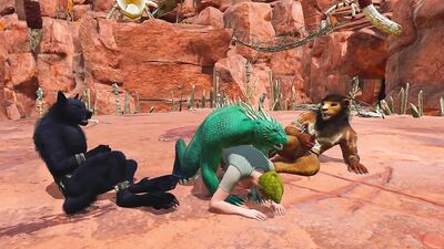 Anime beasts are having fun in some hardcore outdoor shag