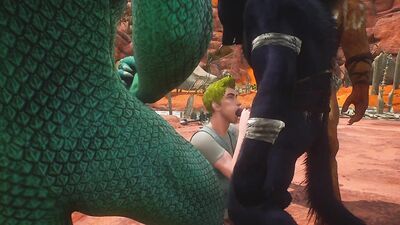 Anime beasts are having fun in some hardcore outdoor shag