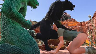 Anime beasts are having fun in some hardcore outdoor shag