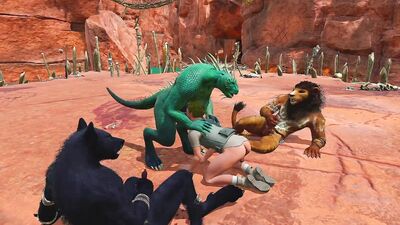 Anime beasts are having fun in some hardcore outdoor shag