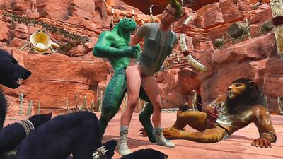 Anime beasts are having fun in some hardcore outdoor shag