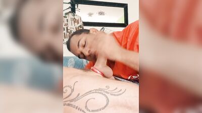 Having daddy`s cum for breakfast, deepthroaing his dick (full)