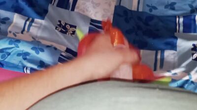 Perverted bloke is rubbing his pecker on a favorite dragon toy