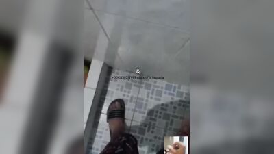 Amateur dude is jerking his hard piston inside the shower