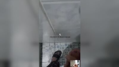 Amateur dude is jerking his hard piston inside the shower