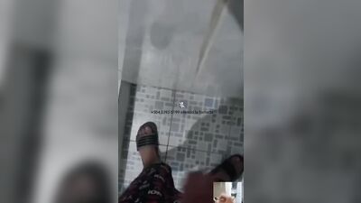 Amateur dude is jerking his hard piston inside the shower