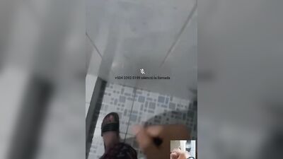 Amateur dude is jerking his hard piston inside the shower