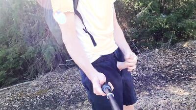 Playing around naked outdoors! Butt plug & lube in the warm sun!